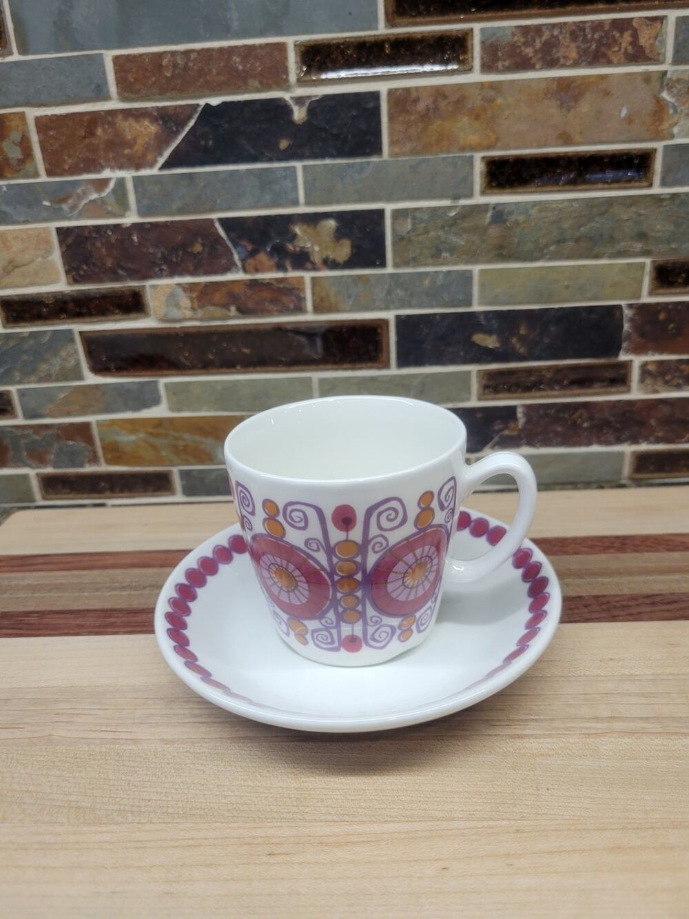 Vintage Figgjo Flint Barcarole Coffee Cup Saucer Norway Mid Century Turi Design